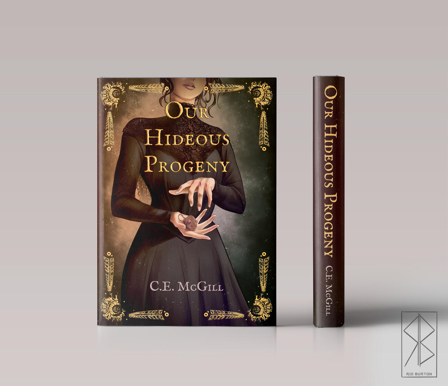 Our Hideous Progeny by C.E. McGill. The yellow areas would be gold foil.